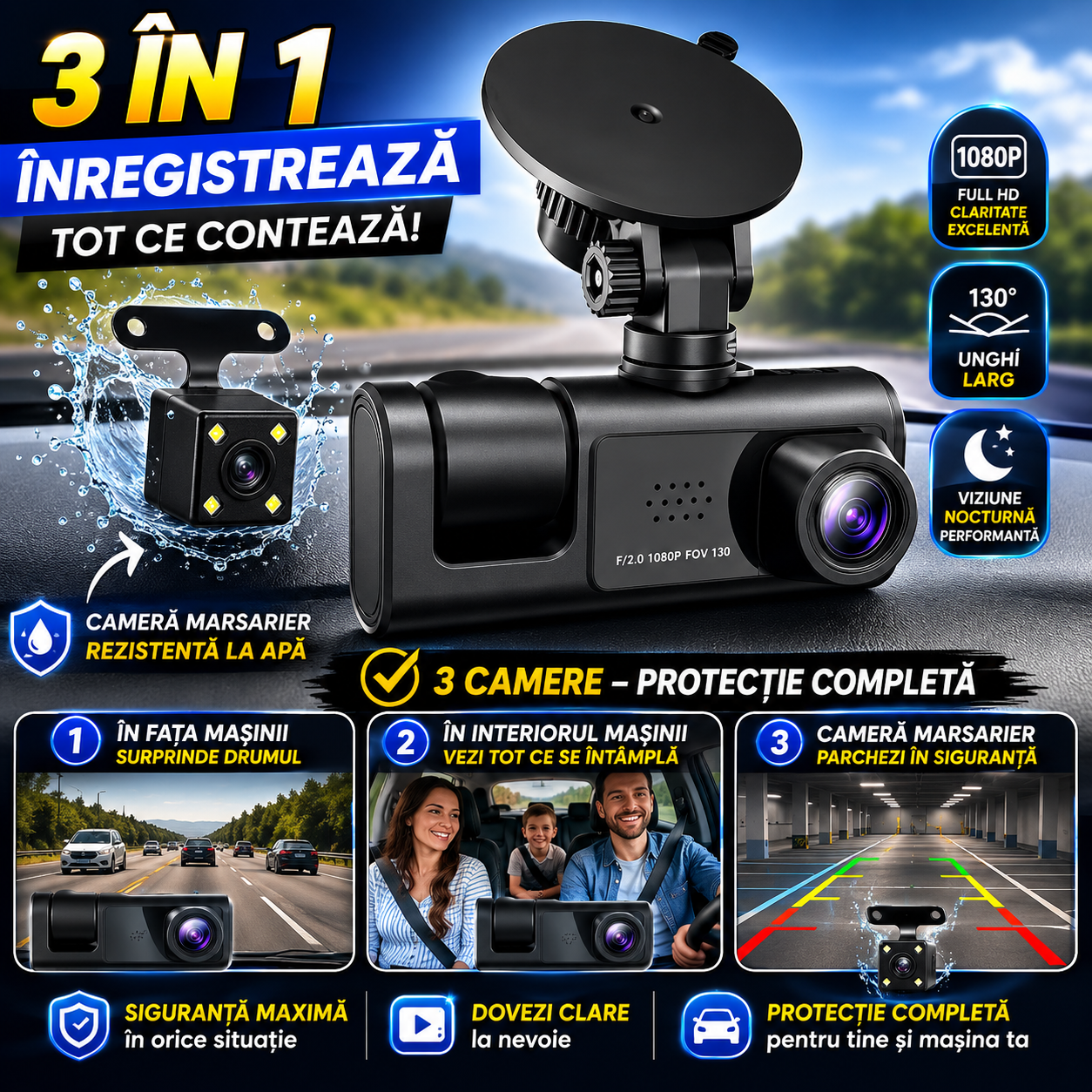 Camera Auto 3 in 1 Fata/Spate/Interior