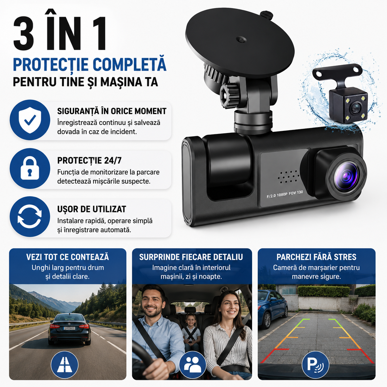Camera Auto 3 in 1 Fata/Spate/Interior