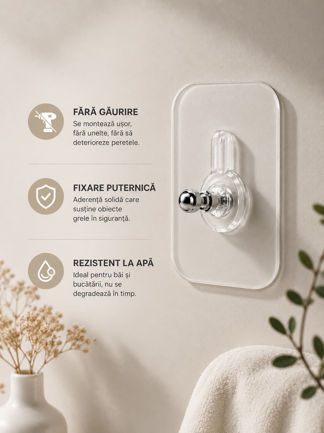 Set 20 de bucăți cârlige autoadezive