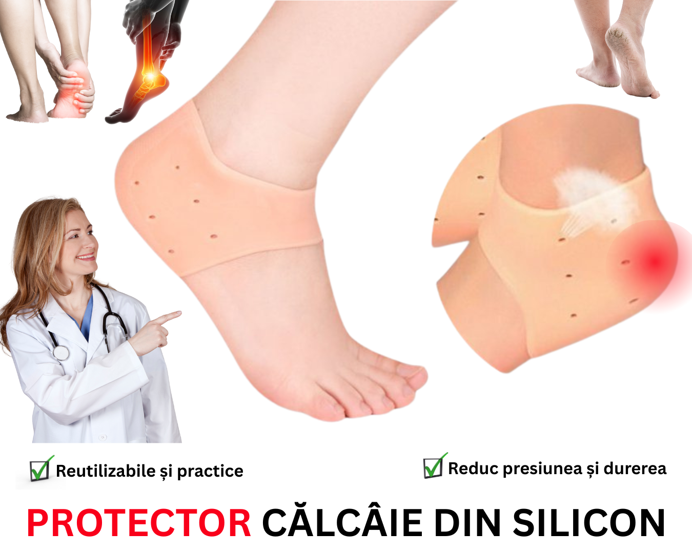 Protector călcâie din silicon